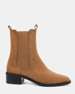 DALTA Caramel Suede Ankle Boots