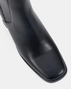 DEFT Black Smooth Heeled Boots