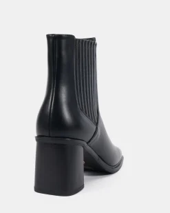 DEFT Black Smooth Heeled Boots