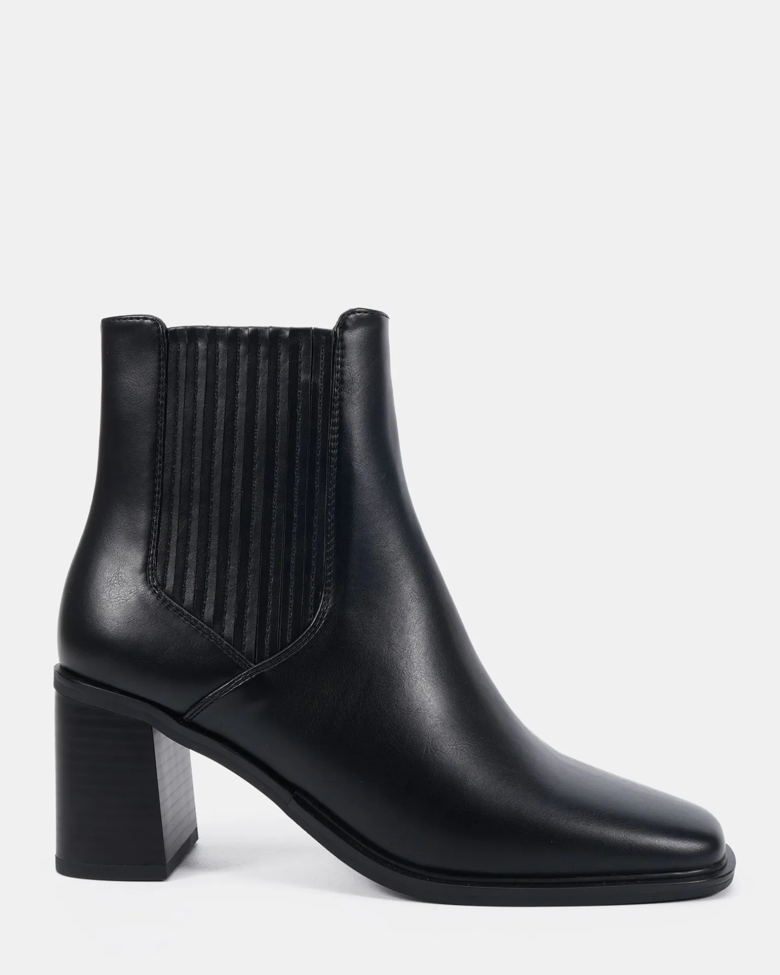 DEFT Black Smooth Heeled Boots