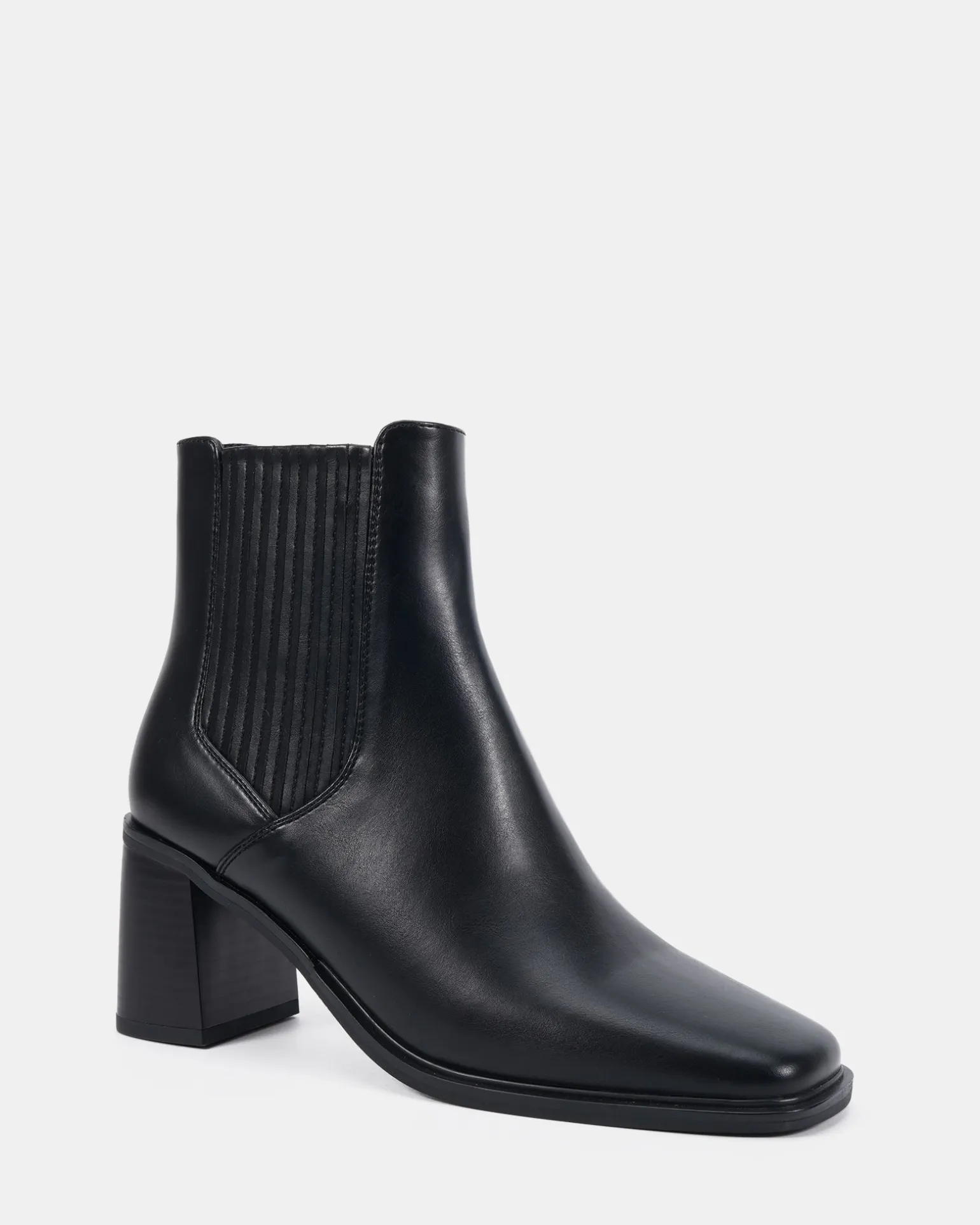 DEFT Black Smooth Heeled Boots