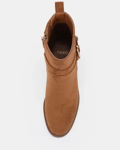 DESIRAE Caramel Suede Heeled Boots