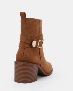 DESIRAE Caramel Suede Heeled Boots