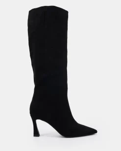DEVYN Black Suede Heeled Boots