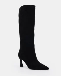 DEVYN Black Suede Heeled Boots