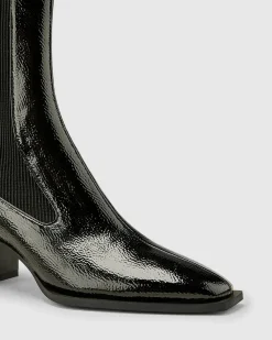 DNA Black Patent Ankle Boots