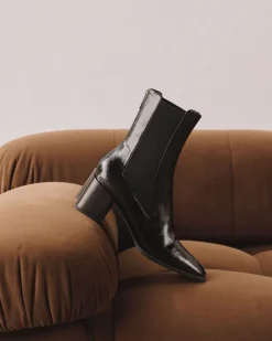 DNA Black Patent Ankle Boots