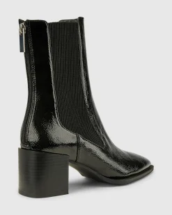 DNA Black Patent Ankle Boots