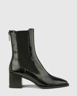 DNA Black Patent Ankle Boots