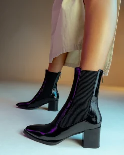 DNA Black Patent Ankle Boots