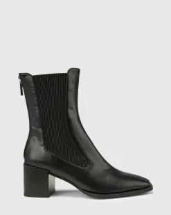 DNA Black Smooth Ankle Boots