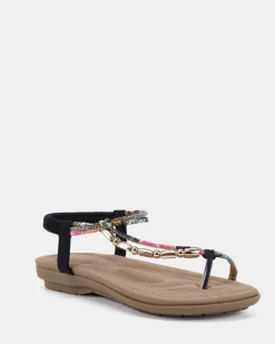 ELSUNNY BLACK Strappy Sandals