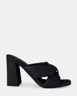 FAIZA BLACK Open Toe Heels