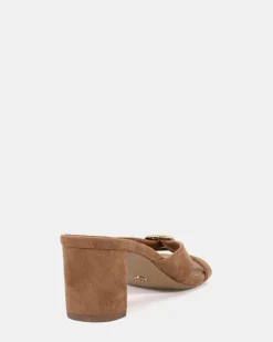 FINNEGAN Caramel Suede Block Heels