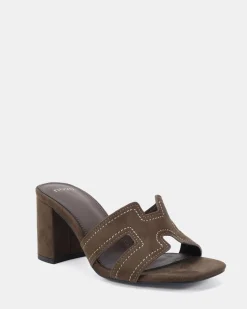 FRANCINE ESPRESSO SUEDE Open Toe Heels