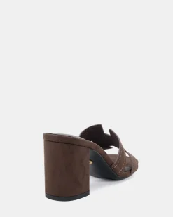 FRANCINE ESPRESSO SUEDE Open Toe Heels