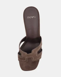 FRANCINE ESPRESSO SUEDE Open Toe Heels
