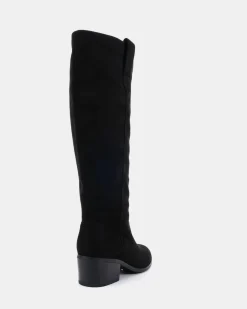 HARLAN Black Suede Long Boots