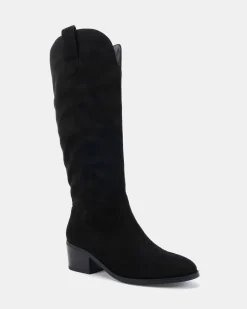 HARLAN Black Suede Long Boots