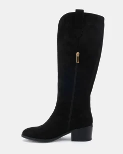 HARLAN Black Suede Long Boots
