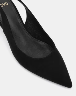 IDINNA Black Suede Low Heels