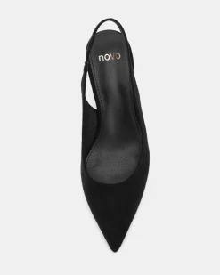 IDINNA Black Suede Low Heels
