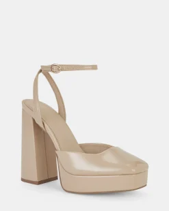 ILIKA SAND PATENT Closed Toe Heels