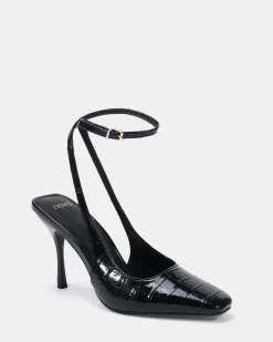 IRISH Black Croc High Heels