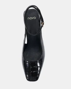 IRISH Black Croc High Heels