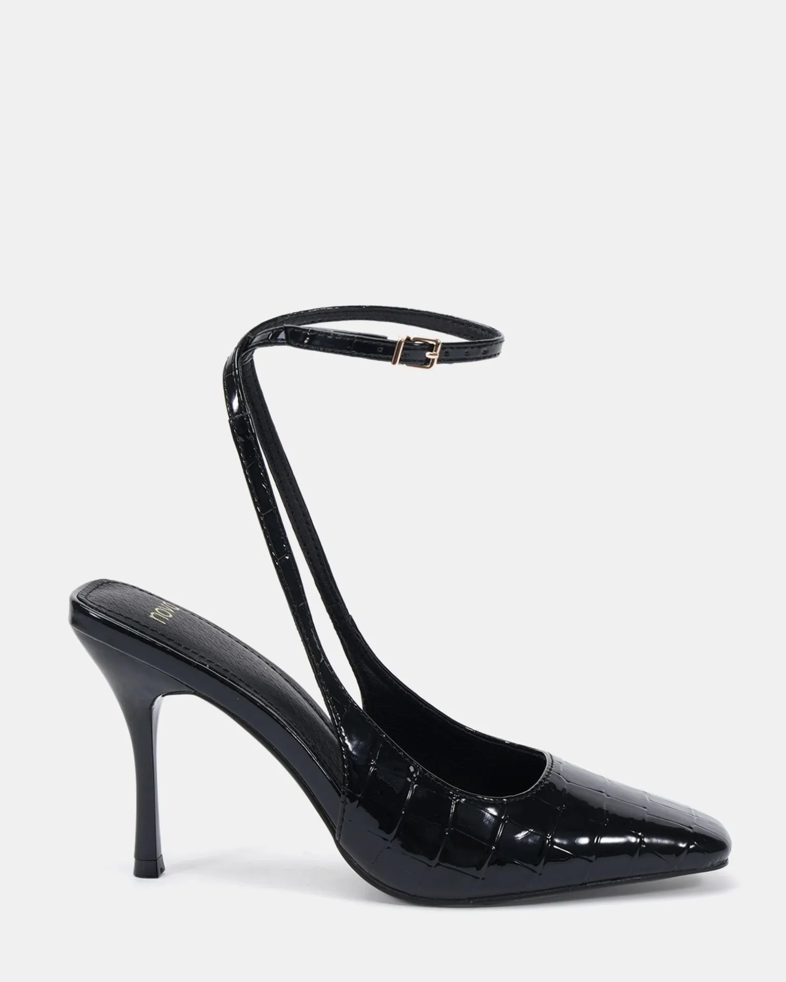 IRISH Black Croc High Heels