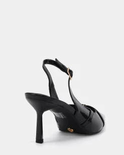 IRONA Black Patent Low Heels