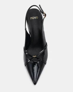 IRONA Black Patent Low Heels