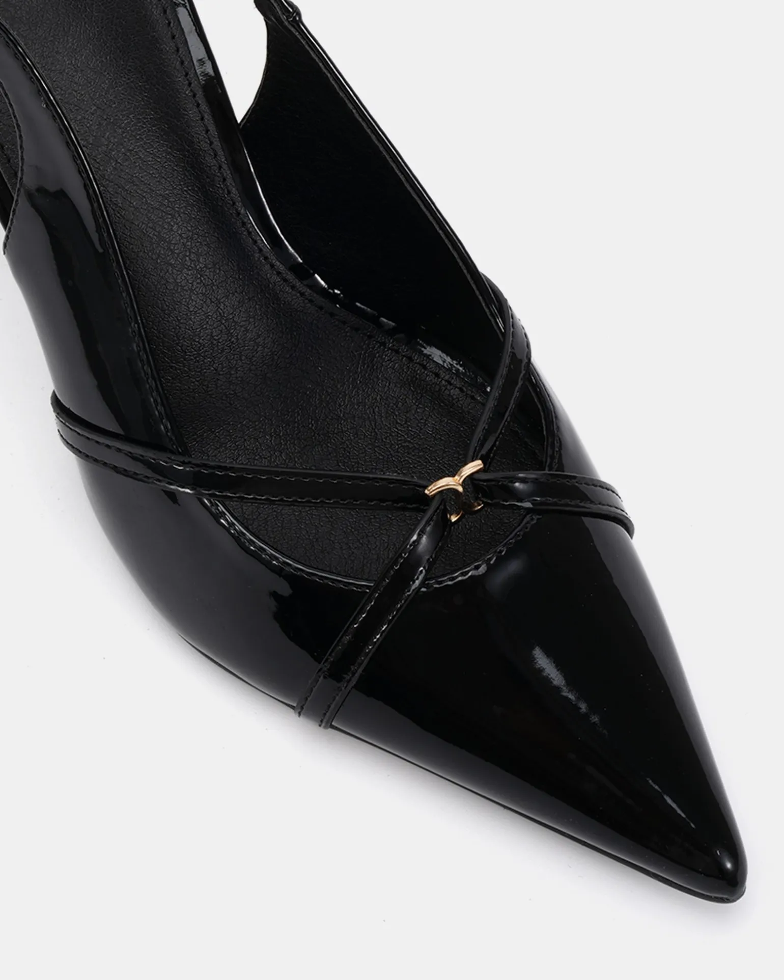 IRONA Black Patent Low Heels