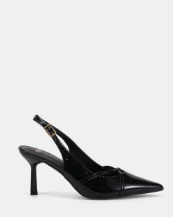 IRONA Black Patent Low Heels