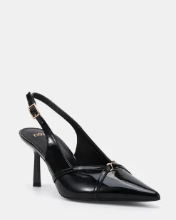 IRONA Black Patent Low Heels