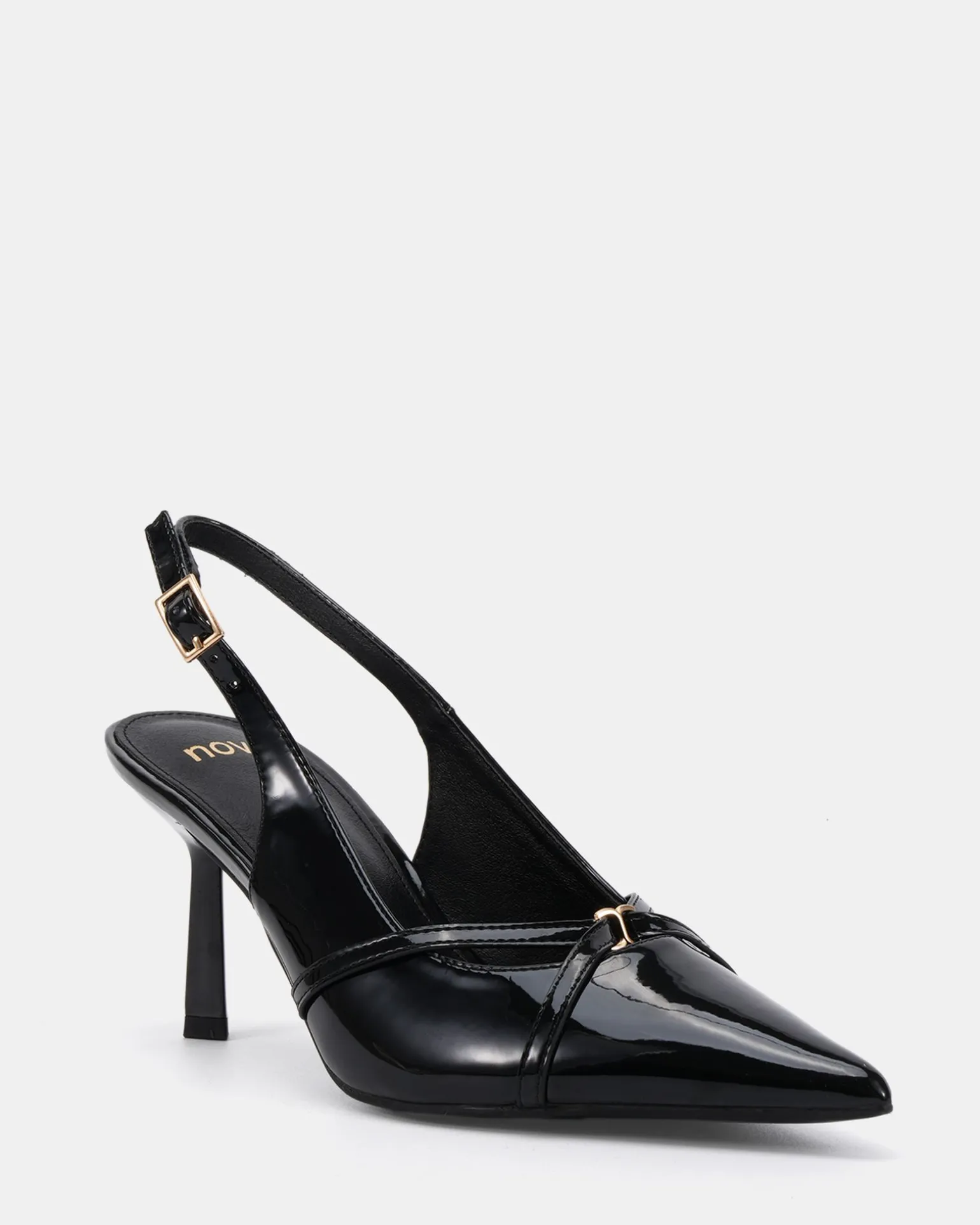 IRONA Black Patent Low Heels