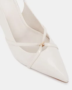 IRONA White Patent Low Heels