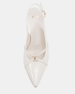 IRONA White Patent Low Heels