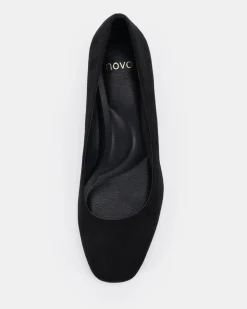 ISABELL Black Suede Low Heels
