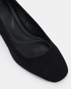 ISABELL Black Suede Low Heels