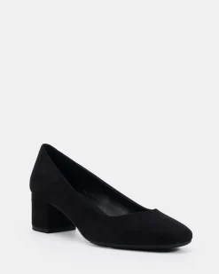 ISABELL Black Suede Low Heels