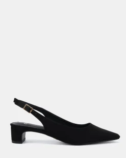ISREES Black Suede Low Heels