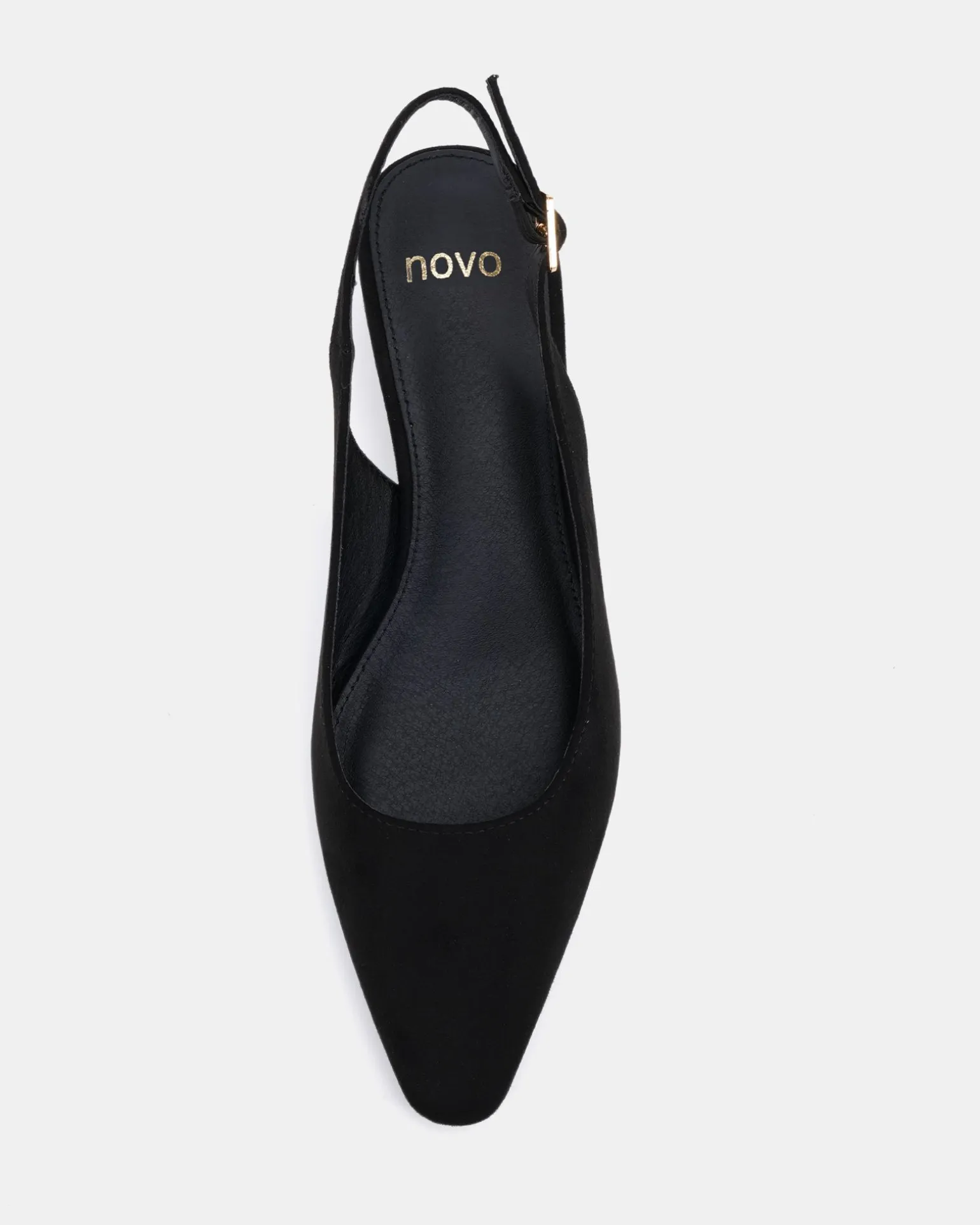 ISREES Black Suede Low Heels