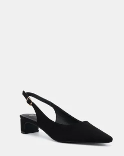 ISREES Black Suede Low Heels