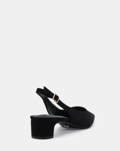 ISREES Black Suede Low Heels
