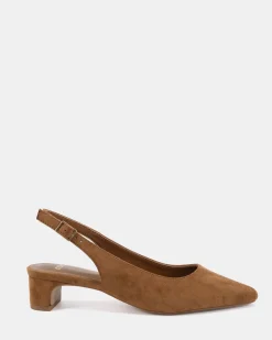 ISREES Caramel Suede Low Heels