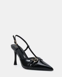 ISSORIA Black Patent Low Heels
