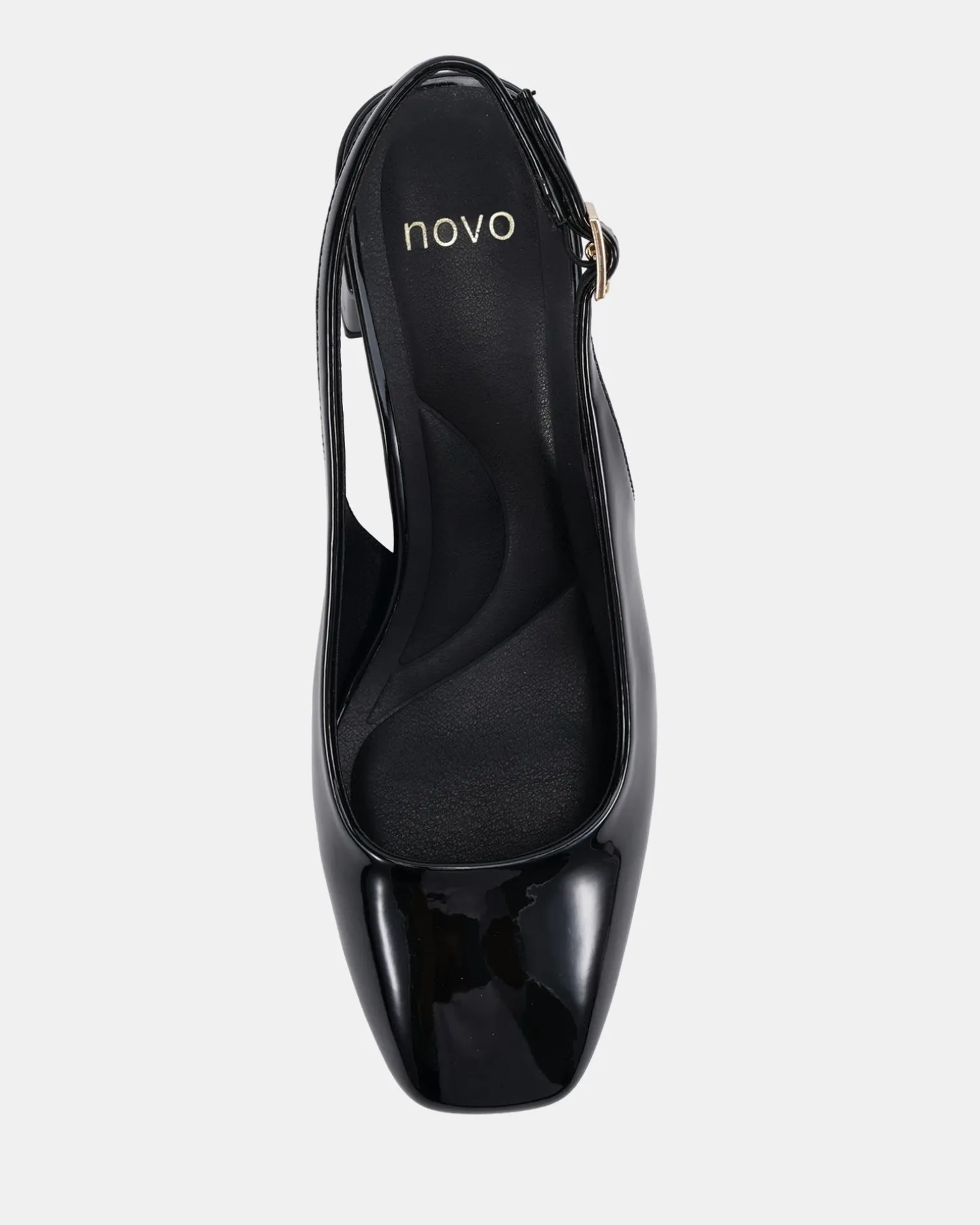 IVOREE Black Patent Block Heels