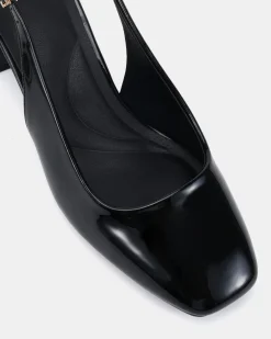 IVOREE Black Patent Block Heels