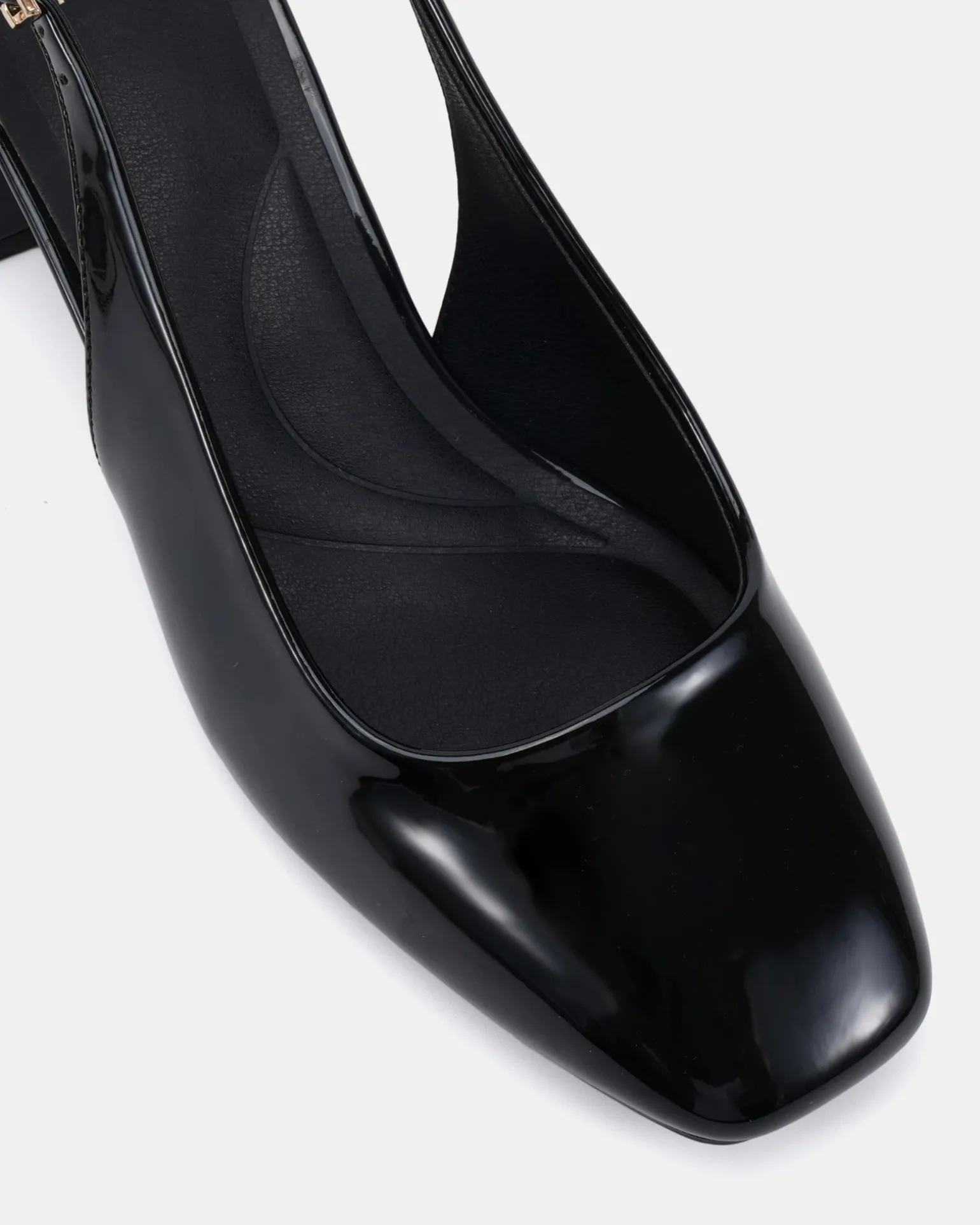IVOREE Black Patent Block Heels
